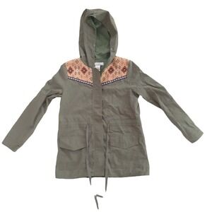 Flying Tomato Utility Olive Jacket hood Jacquard aztec southwest Womans Size S